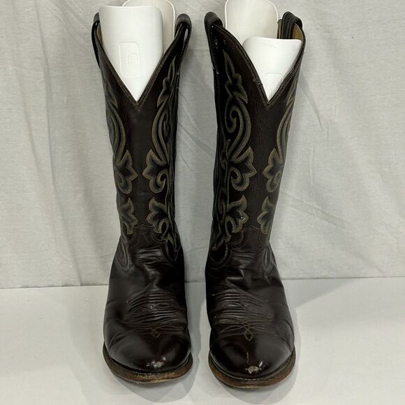 Justin cowboy boots Brown leather Men’s size 9.5 D Style 1418 Western USA